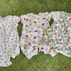 夏向け　女の子向け ベビーロンパース3点セット 60-70cmの画像