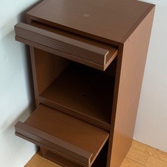 フラップラック マガジンラック 収納 ダークブラウン 木製 キャビネット 2段の画像