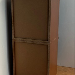 フラップラック マガジンラック 収納 ダークブラウン 木製 キャビネット 2段の画像