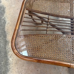GY1124 ラタン家具　ガラス天板テーブル　籐家具　の画像