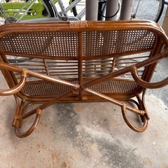 GY1124 ラタン家具　ガラス天板テーブル　籐家具　の画像