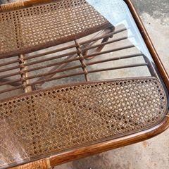 GY1124 ラタン家具　ガラス天板テーブル　籐家具　の画像