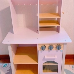子供用木製キッチン パステルピンク おままごと ベーカリー ごっこあそび パン屋さんの画像