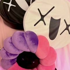 ろふまおクッション白黒2個セット＋ふわっちクルーラーの画像