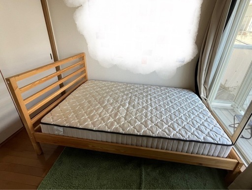 セミダブルベッドフレーム(IKEA)+マットレス (miki) 柴原阪大前の