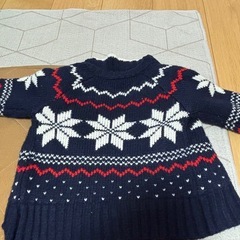 雪の結晶柄 ニットカーディガン ネイビー　厚手の画像