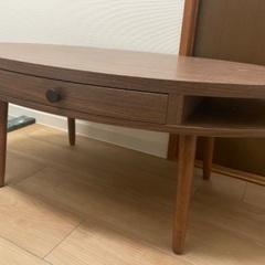 東屋　アルム　オーバル型ローテーブル　引き出し付きの画像