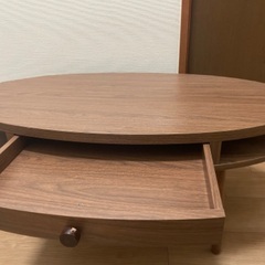 東屋　アルム　オーバル型ローテーブル　引き出し付きの画像