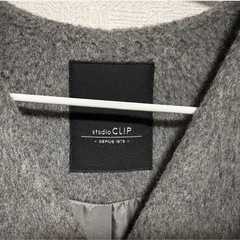 スタディオクリップ　studio CLIP ノーカラーシャギーコート　グレーの画像