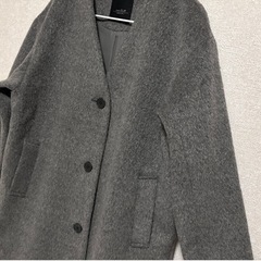 スタディオクリップ　studio CLIP ノーカラーシャギーコート　グレーの画像