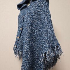 GRASS WATER (株)ワールド フード付きポンチョ ケープ ニットの画像