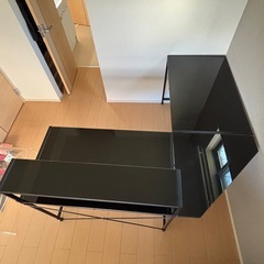 パソコンデスク デスク 幅160cm L字 L字型 デスク 机 つくえ ワークデスク PCデスク オフィスデスク ガラスデスク 学習机  の画像