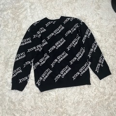 【cook jeans】美品/薄手ニット/ブラック /総柄/アクリル/秋冬服の画像