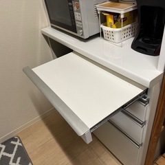 【12/20以降引き取り】大型レンジボード／100×205×50／湿気ガード天板・コンセント2系統・スライドテーブルの画像