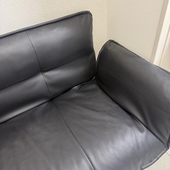 ソファ PVC ブラック 黒 2人掛け カウチソファ リクライニングの画像