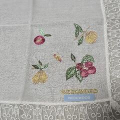 WEDGWOOD ウエッジウッド レース 刺繍 大判ハンカチ フルーツ 花 果物の画像