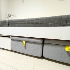 収納付きシングルベッド＋低反発マットレスの画像