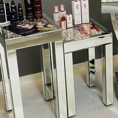 ミラー張り　ダイヤコンソール　サイドテーブル(高さ66cm)の画像