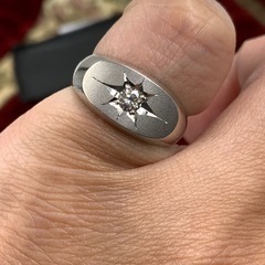 Pt900 印台　ダイヤモンドリング　8.9g 約11号　 0.14ctの画像