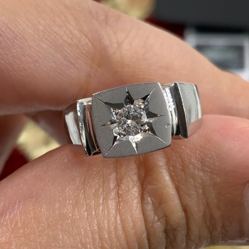 Pt850 印台　ダイヤモンドリング　8.7g 0.17ct 約12号