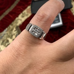 Pt850 印台　ダイヤモンドリング　8.7g 0.17ct 約12号の画像