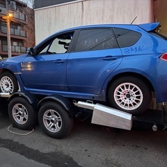 【新古車】車載 搬送 トレーラー 2軸 フルフラット ドリフト、サーキットなどに レッカー 積載車 ※牽引免許必要の画像