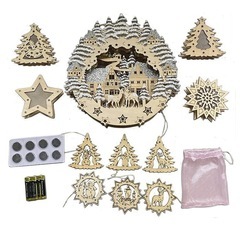 【新品】LUMIDA クリスマスリース ウッドコデコレーション 11点SETの画像