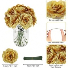 造花 バラ ゴールド 100本の画像