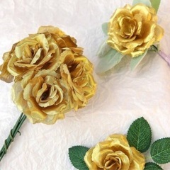 造花 バラ ゴールド 100本の画像