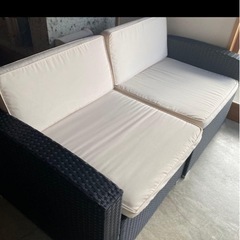 ラタン風　ガーデンソファの画像