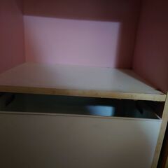 カラーボックス　白✕ピンクの画像