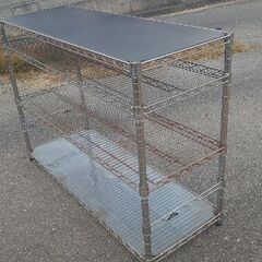 🎶外置きに最適🎶『✨棚板が2枚ある✨』中古スチールラック◑サイズ高さ120✕幅90✕奥行45の画像
