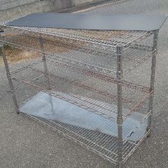 🎶外置きに最適🎶『✨棚板が2枚ある✨』中古スチールラック◑サイズ高さ120✕幅90✕奥行45の画像