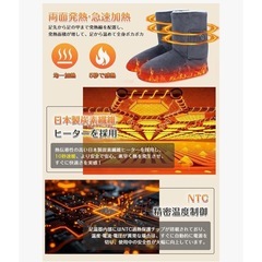 新品　電気スリッパ コードレス フットウォーマー 速暖 バッテリー2個付き グレー Mの画像