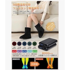 新品　電気スリッパ コードレス フットウォーマー 速暖 バッテリー2個付き グレー Mの画像