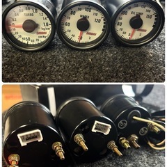 極美！当時物　希少　オオモリ　OMORI 45φ 3連メーター&3連ホルダー　 ブースト計　水温計　油温計　の画像