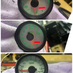 極美！当時物　希少　オオモリ　OMORI 45φ 3連メーター&3連ホルダー　 ブースト計　水温計　油温計　の画像