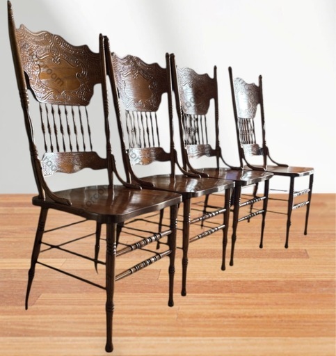 シンリー Shin-Lee アンティーク調 チェア4脚 彫刻オーク材木製チェア