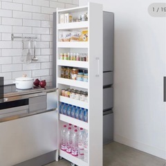 ［幅10奥行55cm］ キッチンすき間収納ワゴン 日本製の画像