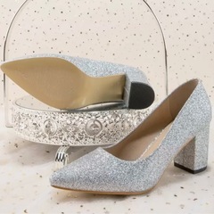シルバーラメシューズ ブライダルシューズ 結婚式、前撮り、パーティに◎の画像
