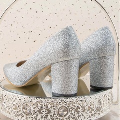シルバーラメシューズ ブライダルシューズ 結婚式、前撮り、パーティに◎の画像