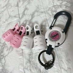 伸縮カラビナ　ピンク　エギカバー　エギホルダー　白　2色セット　便利収納　1の画像