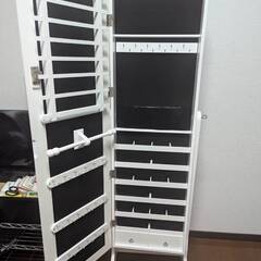 収納付きミラー　姿見　白　鏡　アクセサリーの画像