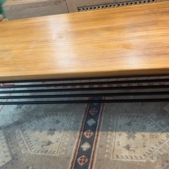 天然木 ×アイアン　ヴィンテージ風センターテーブルの画像