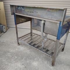 兵庫県 三田市 直接お引き取り限定 1槽シンク 水切り台付 W100×D60.5×H95ｃm 厨房用 業務用 中古 ステンレス 流し台　の画像