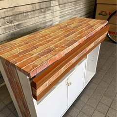 格安★木製キッチンカウンター　作業台　収納棚　レンジボードの画像