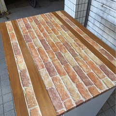 格安★木製キッチンカウンター　作業台　収納棚　レンジボードの画像