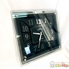 【B119】TECHNOS スクエア壁掛け時計 ブラック 約40cmの画像