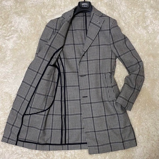 現行型　TAGLIATORE タリアトーレ  チェスターコート  純正ラペルピン付☆ ハウンドトゥース　¥168,000-品