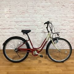 【大人用】整備済中古自転車 ブリヂストン 26型ベガス 赤ベージュ色 <自転車のオオムラ 静岡店>の画像